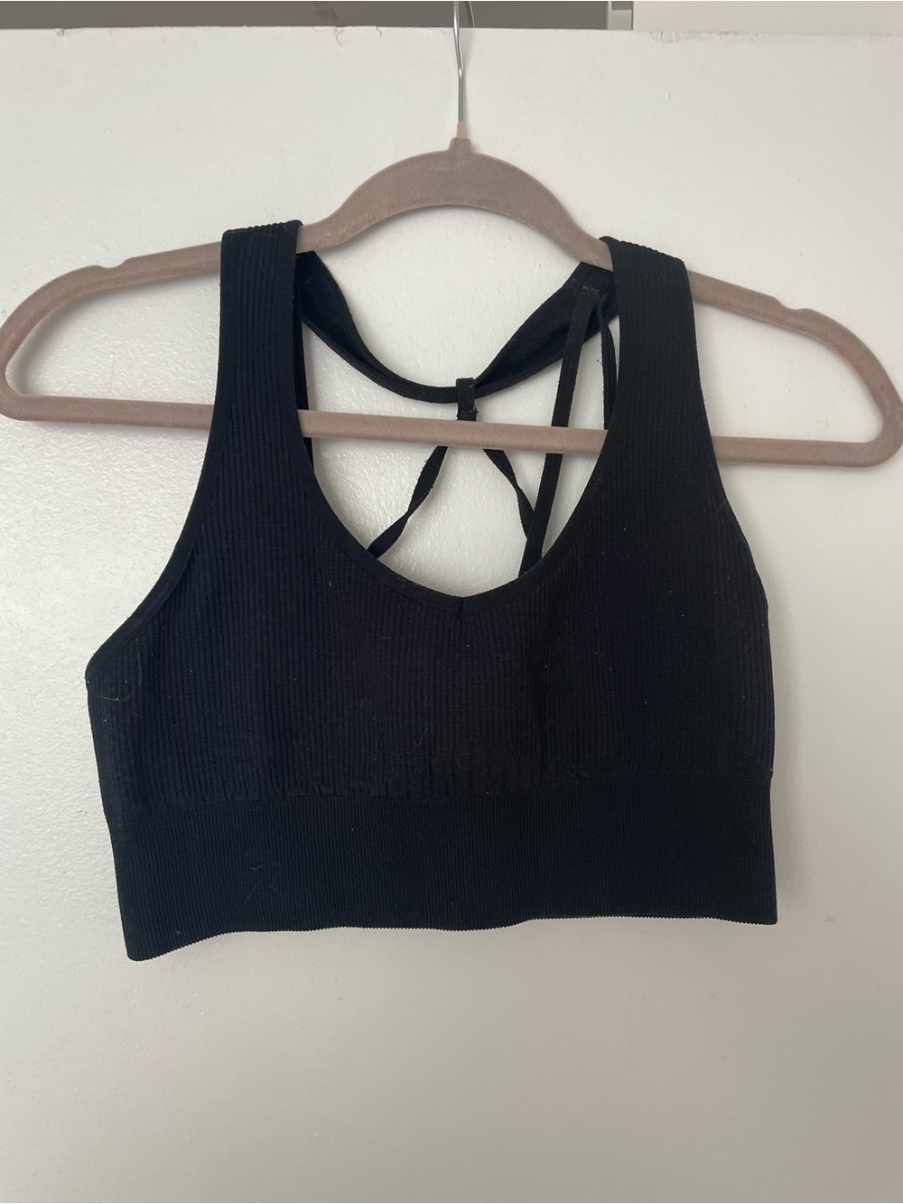 NVGTN Black Strappy Ribbed Sports Bra